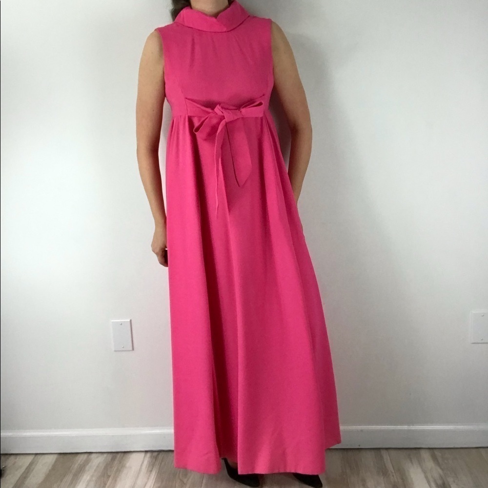 VINTAGE 60’s Priscilla of Boston Retrorun Pink Formal Bridesmaid Gown Dress - Picture 2 of 13